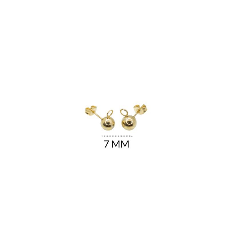 Herraje acero para arete balin con argolla 7mm / x par / Ref-AH0121D / Ref-AH0121D