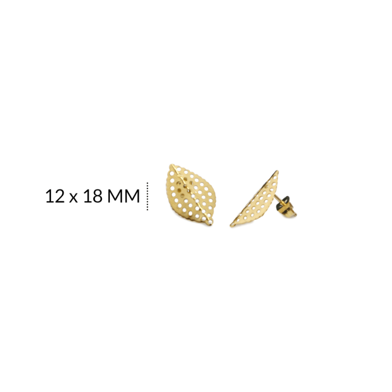 Herraje en acero para arete hoja perforada 12 x 18 mm / x par / Ref-AH0142D