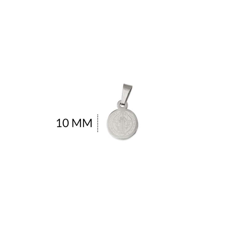 MEDALLA ACERO SAN BENITO 10MM / color níquel / X UNIDAD / REF-AM0002N / REF-AM0002N