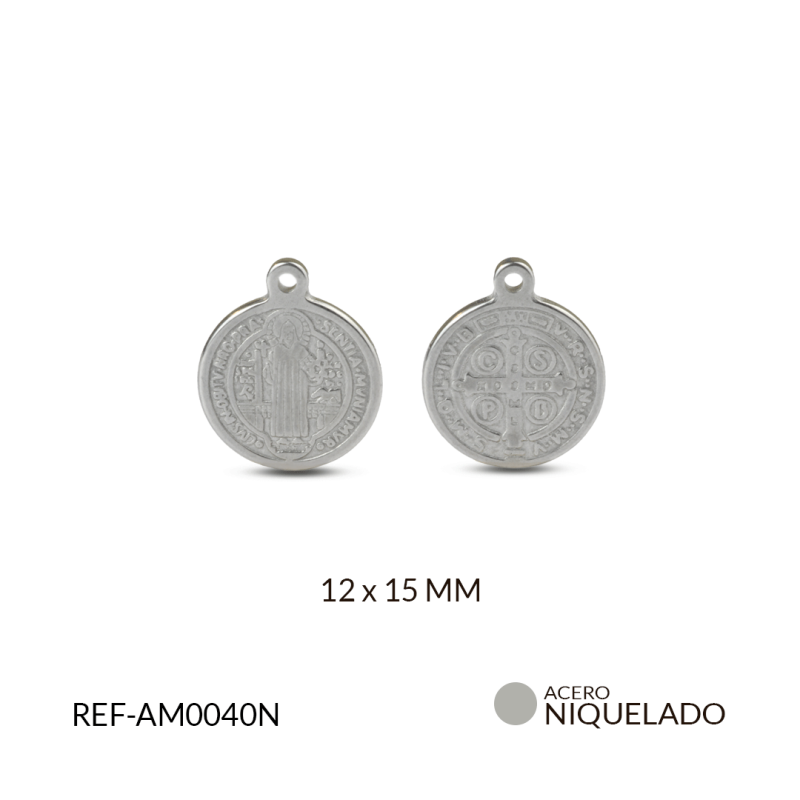 Medalla acero San Benito fundido 12 x 15 mm / x unidad / REF-AM0040N