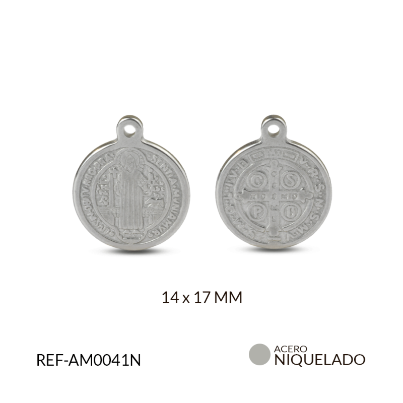 Medalla acero San Benito fundida 14 x 17 mm / x unidad / REF-AM0041N