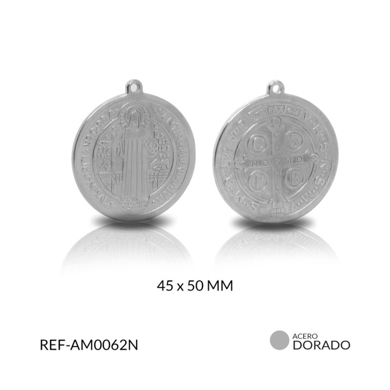 Medalla acero san Benito fundido 45*50MM / x unidad / Ref-AM0062N / Ref-AM0062N