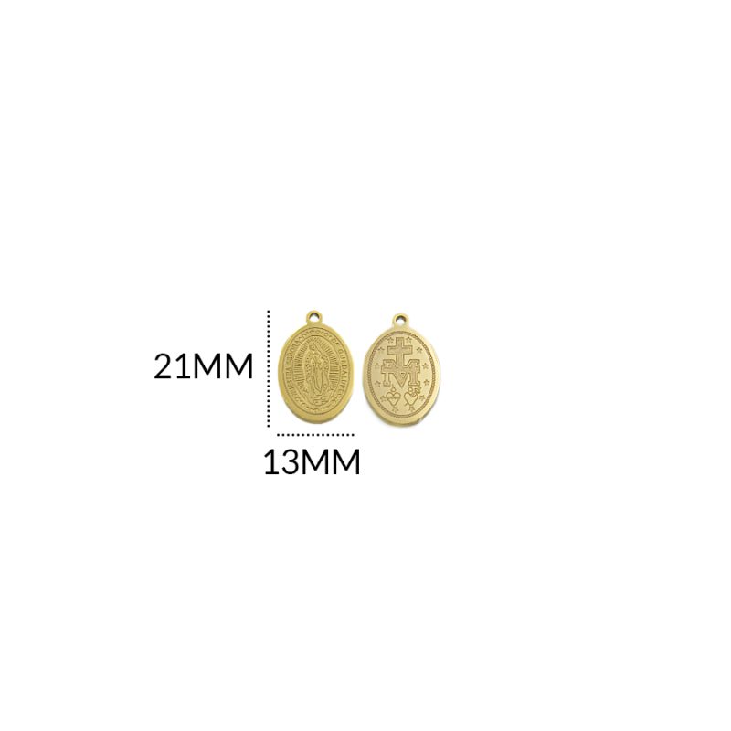 Medalla acero grabada ovalada Guadalupe 21 x 13 mm / x unidad /  Ref-AM0122D