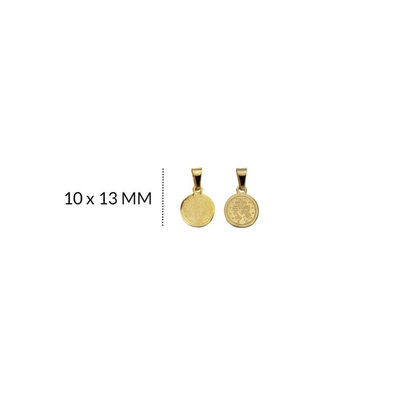 Medalla en acero redondo grabado Virgen Milagrosa 10 x 13mm / x unidad / REF-AM0144D