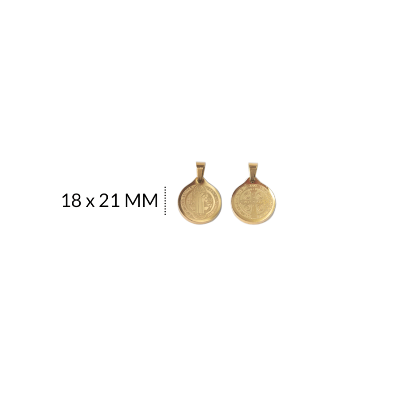 Medalla en acero grabada San Benito 18 x 21 mm / x unidad / REF-AM0151D