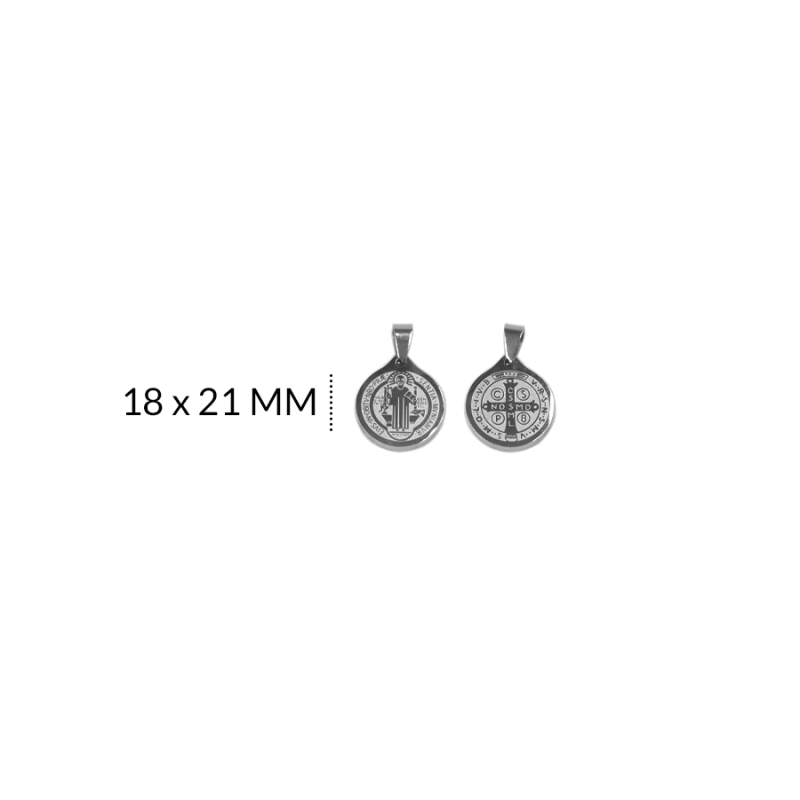 MEDALLA EN ACERO GRABADA SAN BENITO 18 X 21 MM / x UNIDAD / REF-AMO151N