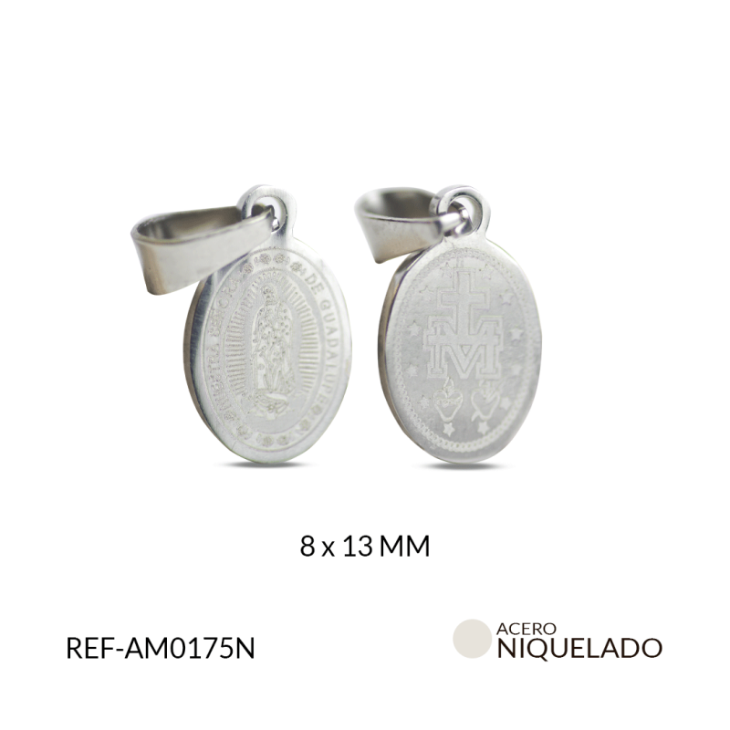 MEDALLA ACERO OVALADA GUADALUPE PINTADA 8X13MM / x UND / Ref-AM0175N