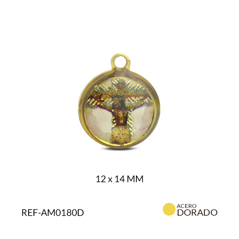 Medalla acero señor de los Milagros resina 12x14 mm / x unidad / Ref-AM0180D