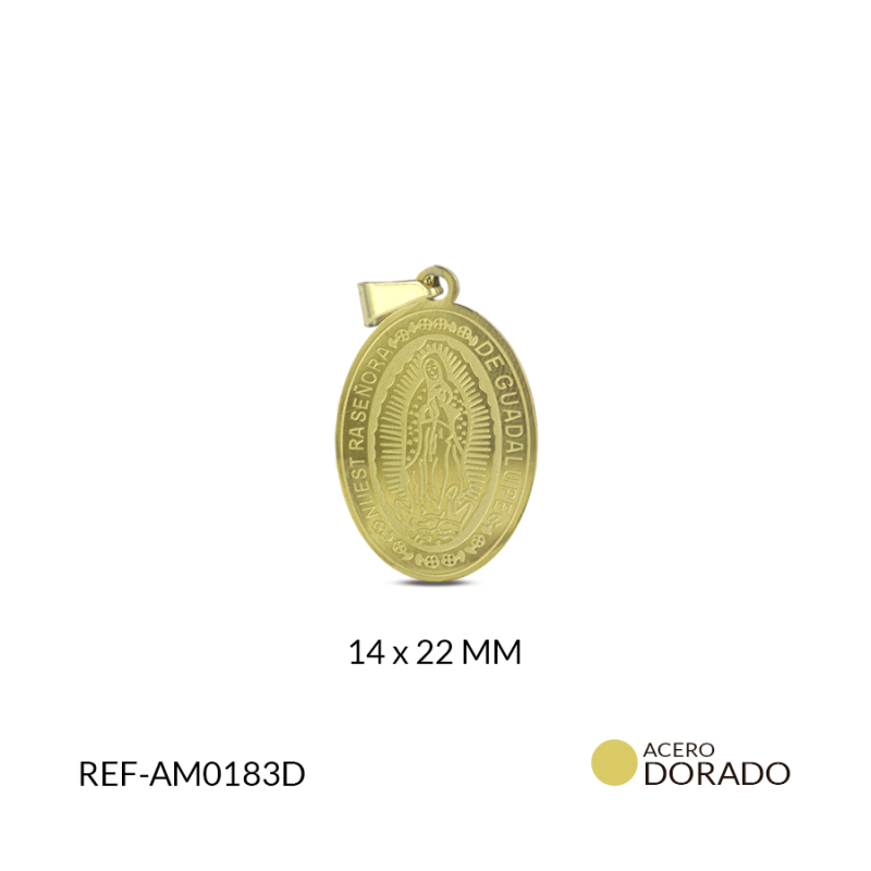 Medalla acero Guadalupe grabada 22x14 mm / x unidad / Ref-am0183d