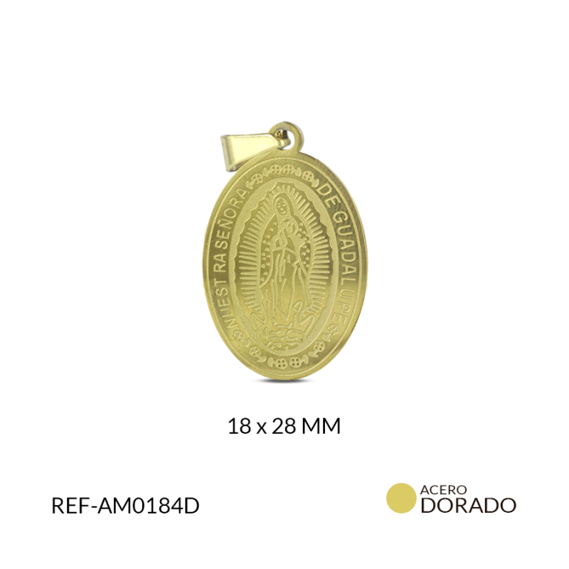 Medalla acero Guadalupe grabada 28x18 mm / x unidad / Ref-am0184d