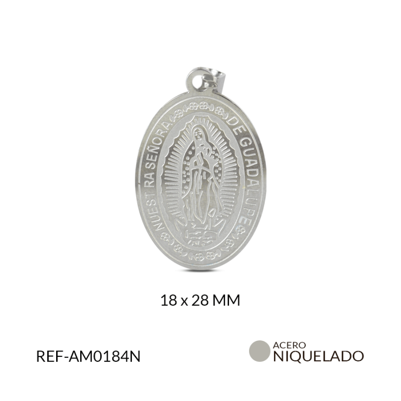 MEDALLA ACERO GUADALUPE GRABADA 28X18 MM / x UND / Ref-am0184n