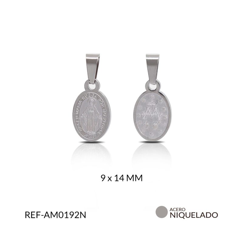 Medalla acero virgen milagrosa 9 x14 mm / x und / Ref-AM0192N