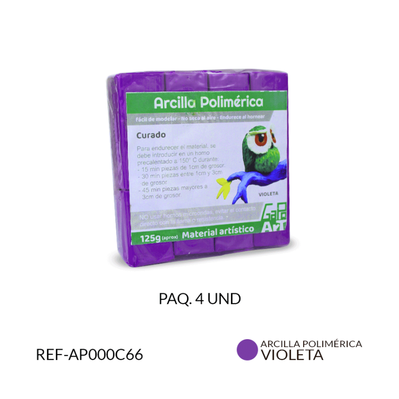 Arcilla polimérica 124 gramos color morado / Paquete 4 barras / Ref-AP000C66