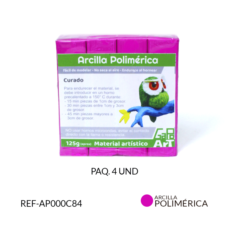 Arcilla polimérica 125 gramos aproximados color fucsia / Paquete x 4 barras / REF-AP000C84