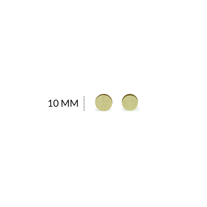 Separador acero san Benito grabado 10mm dorado / x unidad  / Ref-AS0129D / Ref-AS0129D