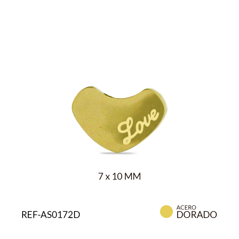 Separador acero dorado corazón palabra love / x unidad / REF-AS0172D