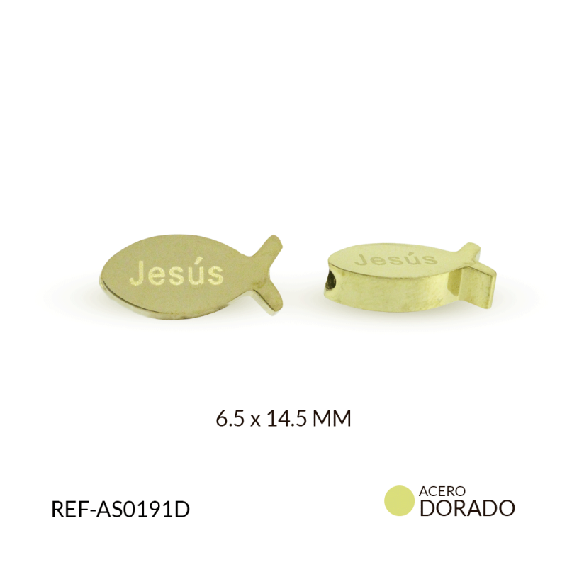 Separador acero pez Jesus 6.5X14.5 MM / x unidad / REF-AS0191D