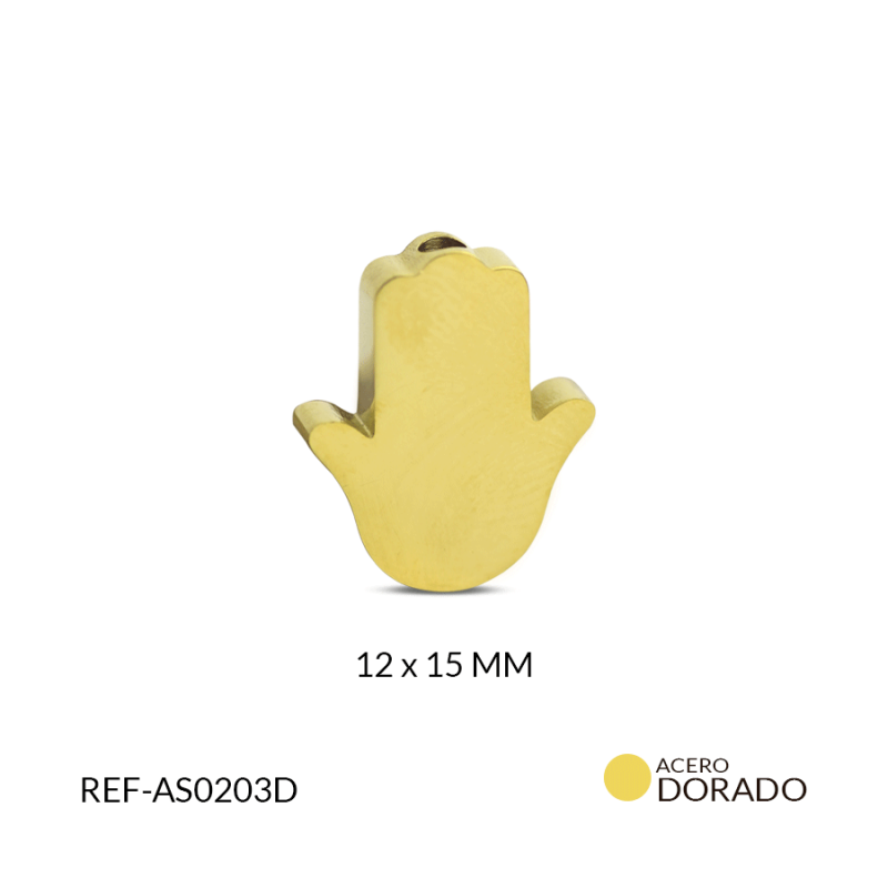 Separador acero mano hamsa lisa 12*15MM / x unidad / Ref-AS0203D