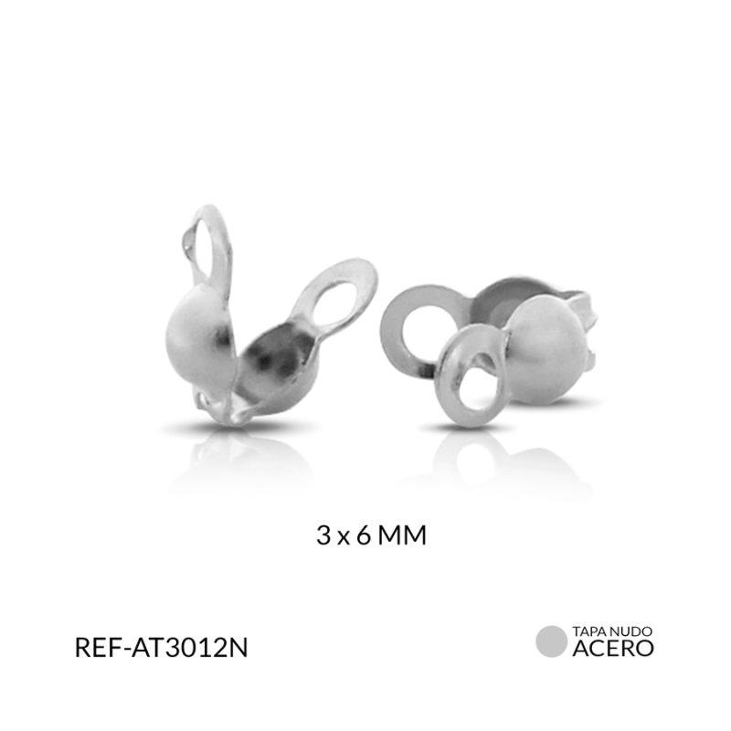 Terminal acero tapanudo 3 x 6 mm colo niquelado / Paquete x 12 und / Ref-AT3012N / Ref-AT3012N