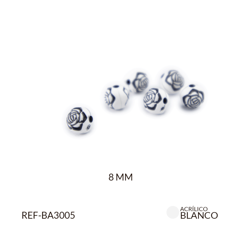 BOLA ACRILICO BLANCA ROSA NEGRA MATE 8MM / paquete x 20 grm / REF-BA3005