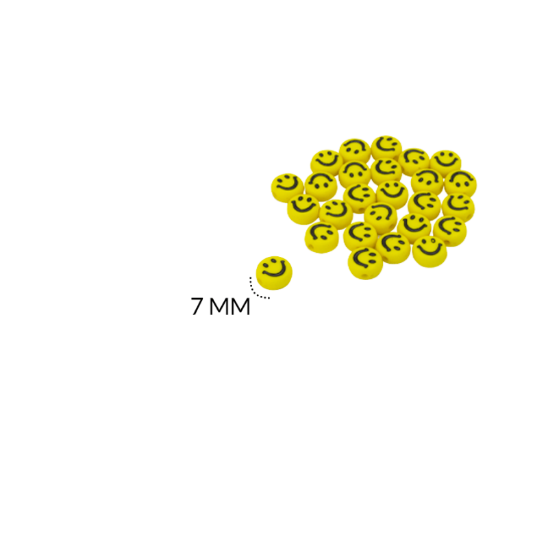 Separador acrílico plano carita feliz 7 mm color amarillo / Paquete x 10 grm / REF-BA3111