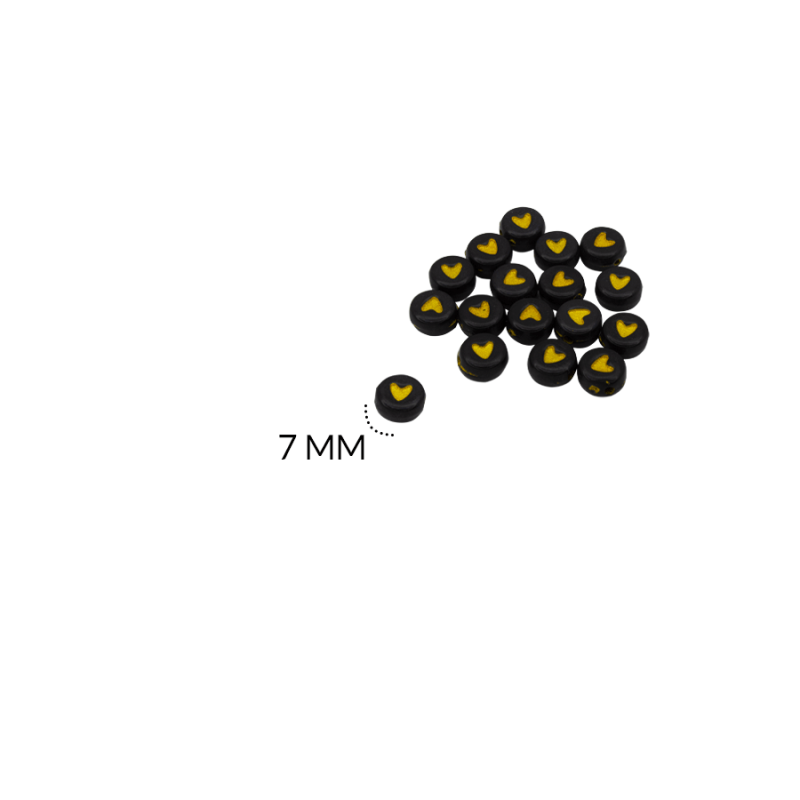SEPARADOR ACRILICO PLANO NEGRO CORAZON DORADO 7MM / PAQUETE X 10 GRAMOS / REF-BA3113 / REF-BA3113