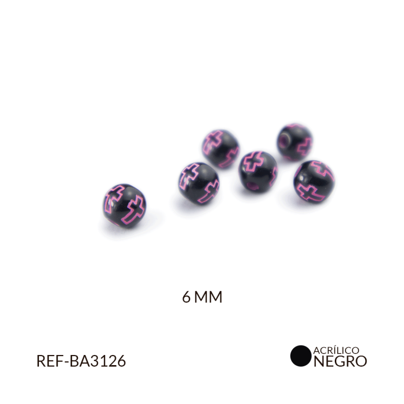 Separador acrílico negro cruz fucsia 8mm