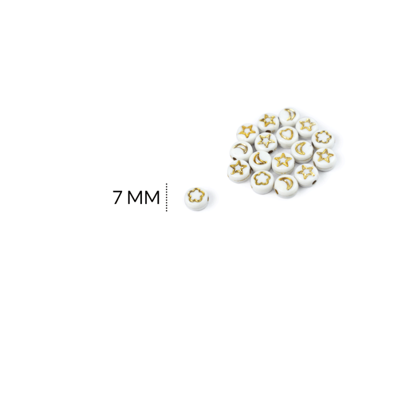 SEPARADOR ACRILICO PLANO BLANCO FIGURA DORADA 7MM / paquete x 10 grm / REF-BA3167