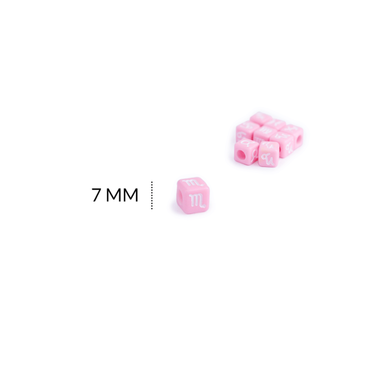 SEPARADOR ACRÍLICO CUADRADO ROSADO SIGNO ZODIACAL 7 MM / paquete x 10 gramos / REF-BA3169
