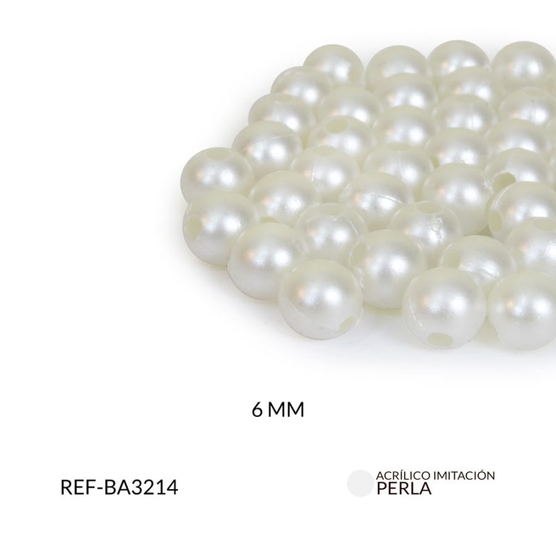 Separador acrílico imitación perla 6mm  / paquete x 20 gramos / Ref-BA3214