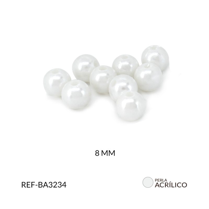 Separador acrílico imitación perla blanca 8mm / paquete x 20 gramos / Ref-BA3234