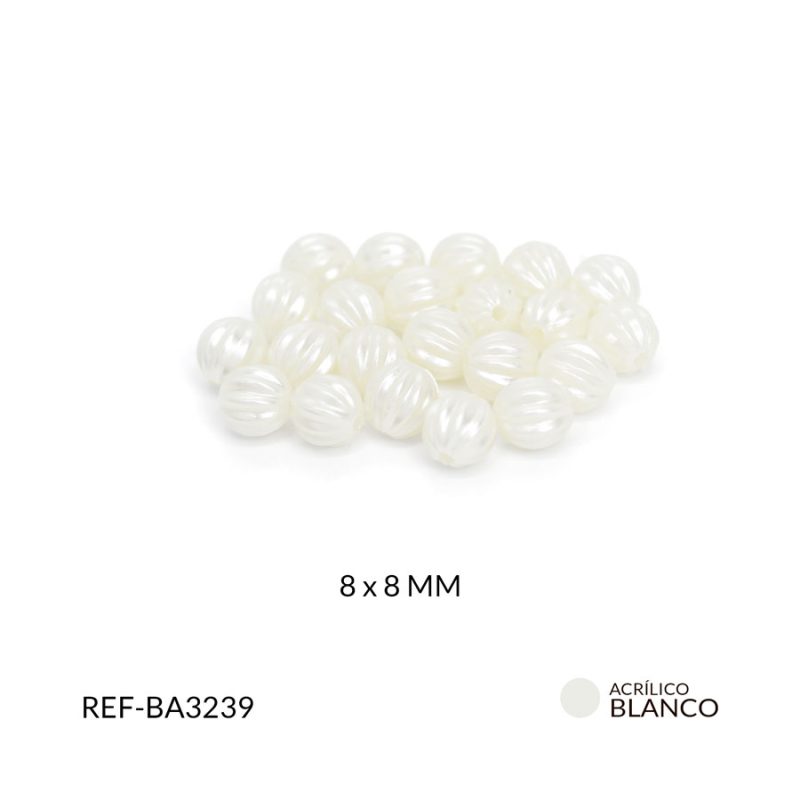 Separador acrilico zapallo imitación perla 8 x 8 mm / Paquete x 10 gramos / Ref-BA3239 