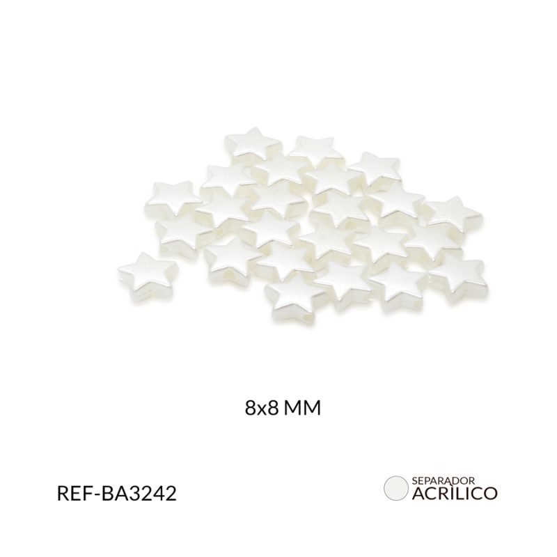 Separador acrílico estrella nacarada beige 8x8mm / paquete x 10 gramos / Ref-BA3242
