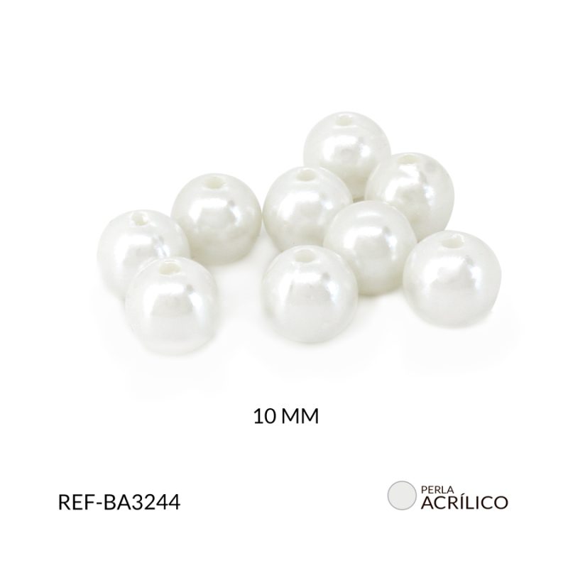 Separador acrílico imitación perla blanca 10mm / paquete x 20 gramos / Ref-BA3244