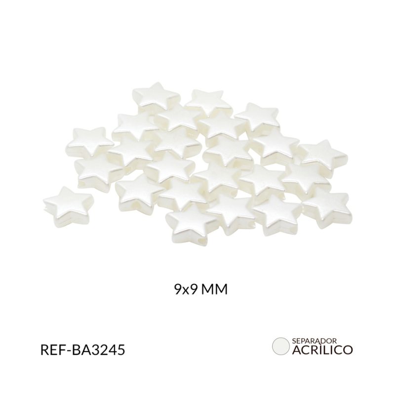 Separador acrílico estrella imitación perla 9x9mm / paquete x 10 gramos / Ref-BA3245 / Ref-BA3245