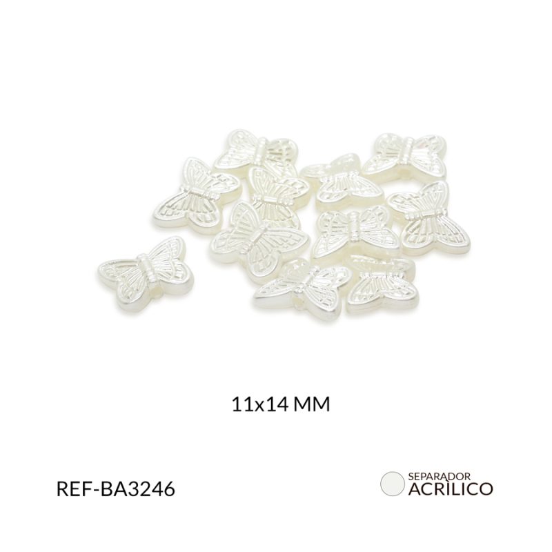 Separador acrílico mariposa nacarada 11X14mm / paquete x 10 gramos / Ref-BA3246