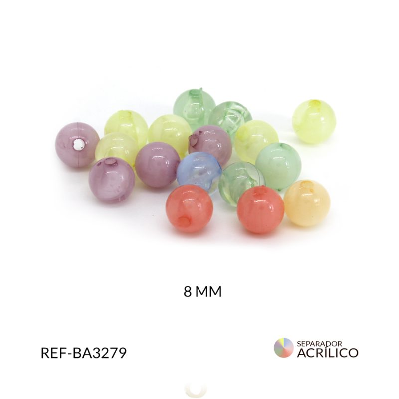 Separador acrílico bola hielo color pastel  8mm / paquete x 10 gramos / Ref-BA3279