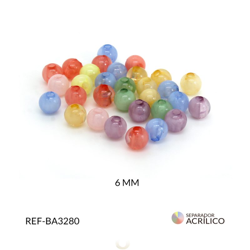 Separador acrílico bola hielo color pastel 6mm / paquete x 10 gramos / Ref-BA3280
