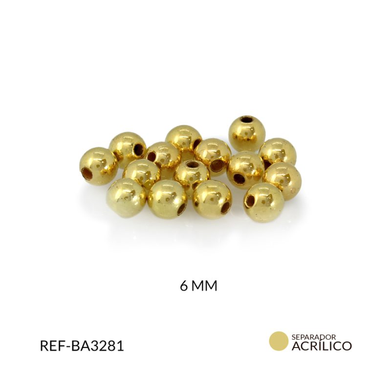 Separador acrílico plastiperla dorada 6mm / paquete x 20 gramos / Ref-BA3281