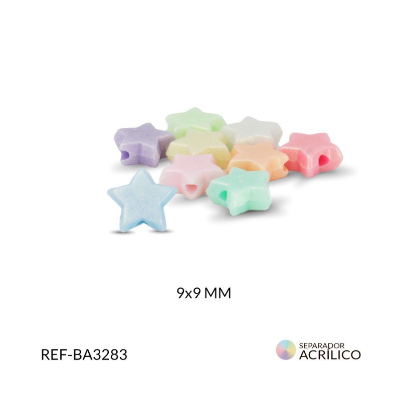 Separador acrílico estrella nacarada mixto 9 x 9 mm / paquete x 10 gramos / Ref-BA3283