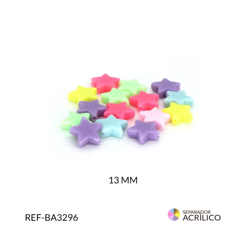 Separador acrílico estrella tonos pastel 13 mm / paquete x 20 gramos / Ref-BA3296