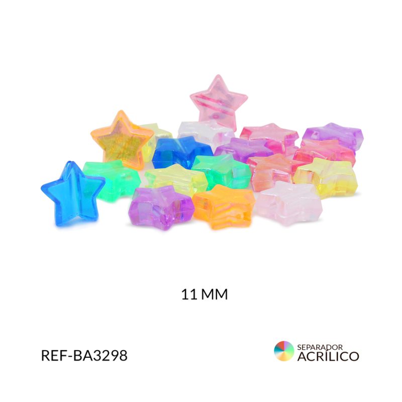 Separador acrílico estrella mix cristal boreal 11mm / paquete x 10 gramos / Ref-BA3298
