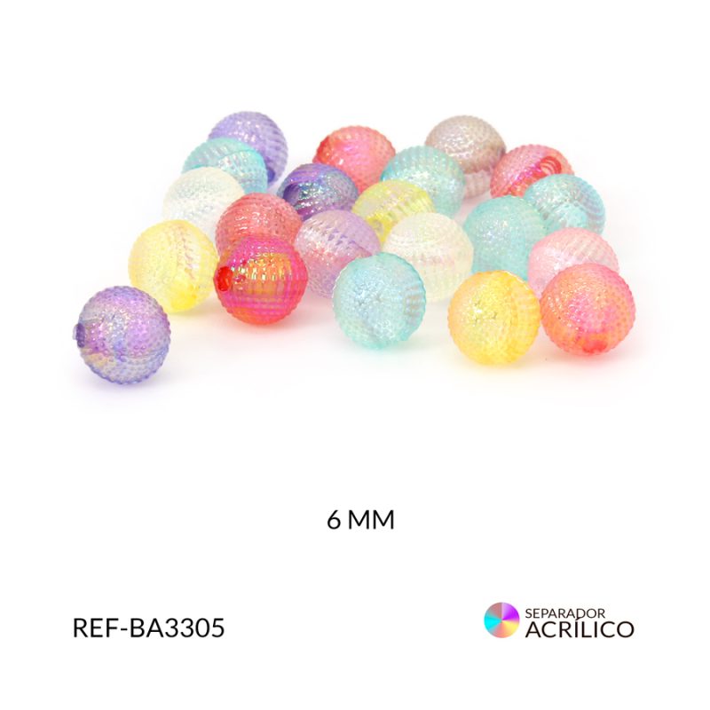 Separador acrílico bola mix cristal boreal 8 mm / paquete x 10 gramos / Ref-BA3305