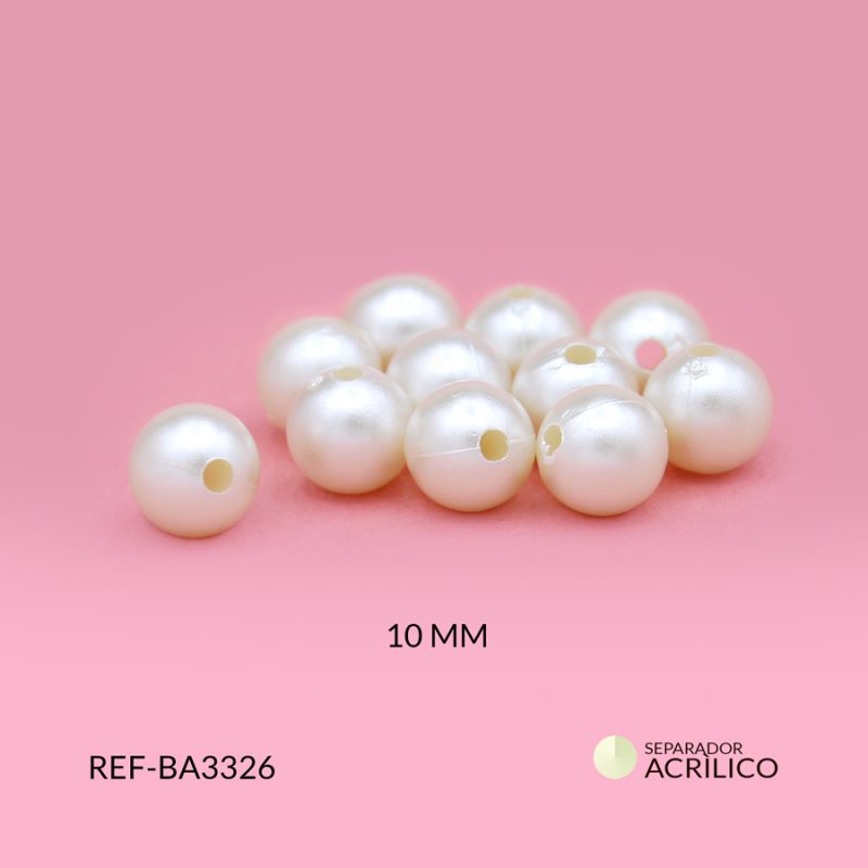 Separador acrílico imitación perla beige 10mm / paquete x 20 gramos / Ref-BA3326