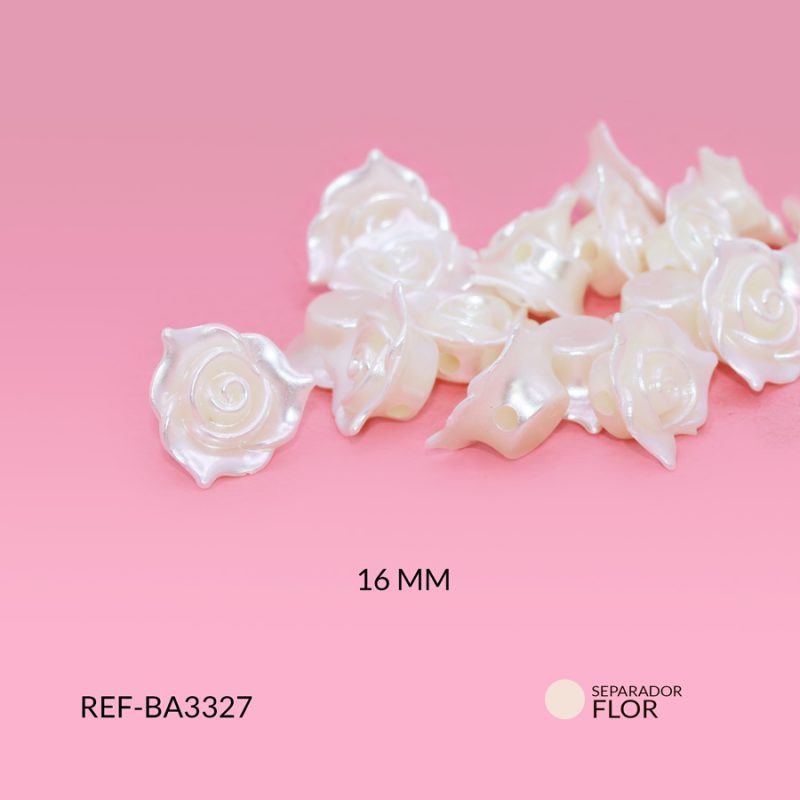 Separador acrílico imitación perlado Flor 16mm / paquete x 10 gramos / ref-BA3327 / ref-BA3327