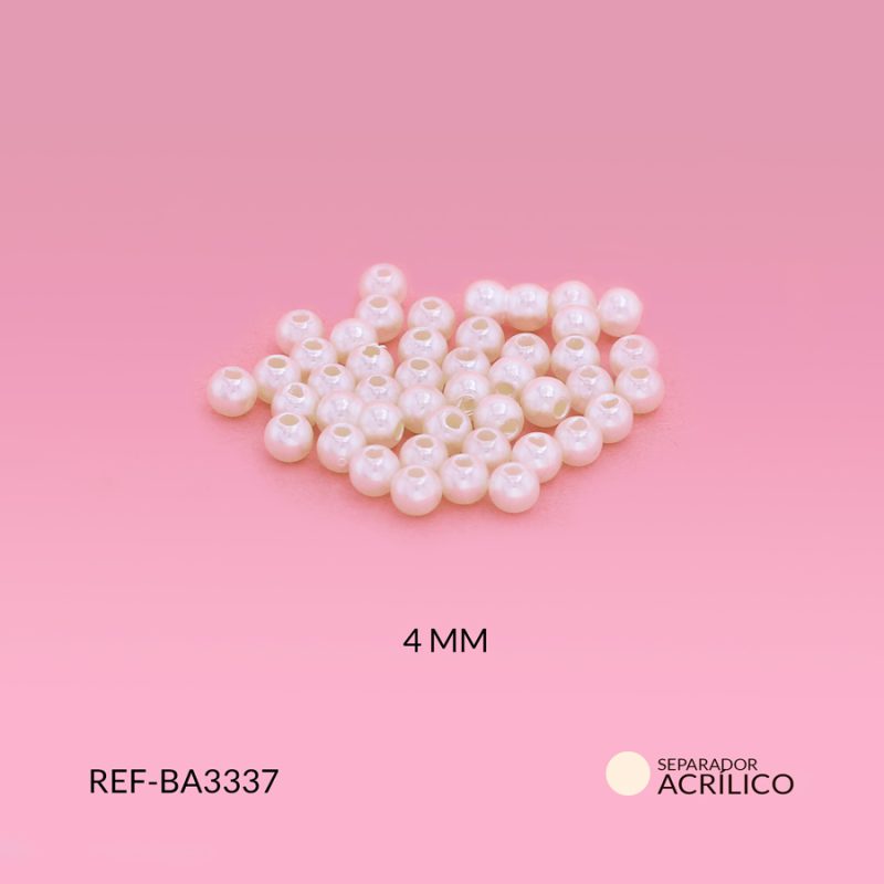 Separador acrílico imitación perla beige 4mm / paquete x 10 gramos / Ref-BA3337 / Ref-BA3337