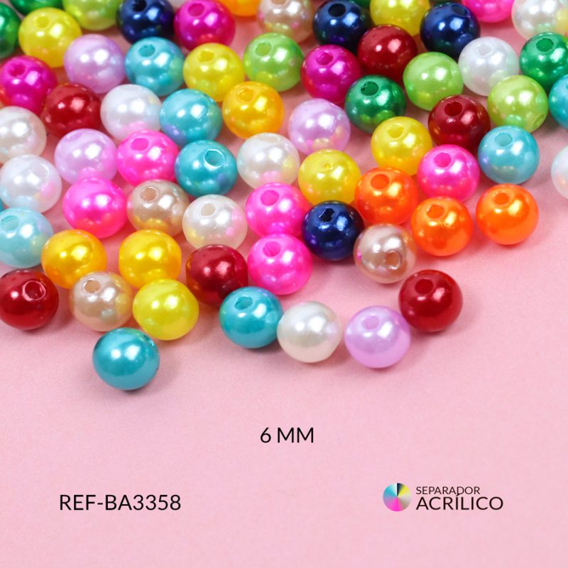 Separador acrílico imitación perla de vidrio mixta tonos fuerte 6mm / paquete x 20 gramos / Ref-BA3358 / Ref-BA3358