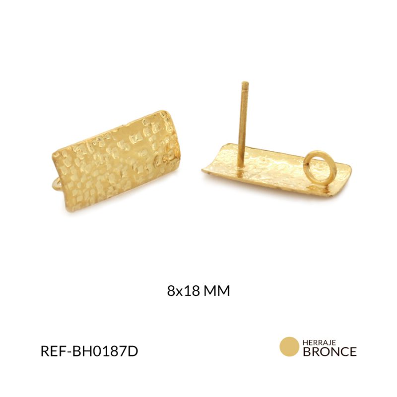 Herraje bronce dorado para arete rectagunlo 8 x 16 mm / x par / Ref-BH0187D