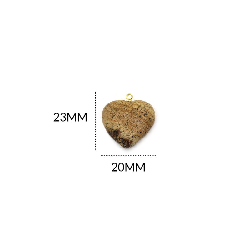 Pendulo en acero corazón piedra cuarzo leopardo / 20x23MM / REF-0774CL
