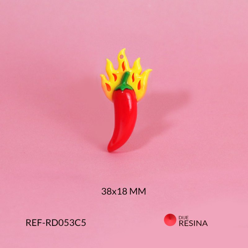 Dije chile  a fuego color rojo / 38x16 mm / x unidad / RD053C5 / RD053C5